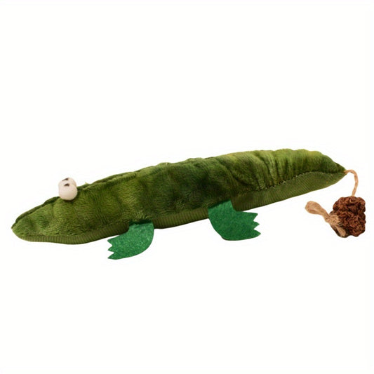 Jouet en peluche alligator à l'herbe à chat Jouet pour chat durable à base de plantes avec un parfum de menthe poivrée pour le nettoyage buccal et le soulagement du stress 