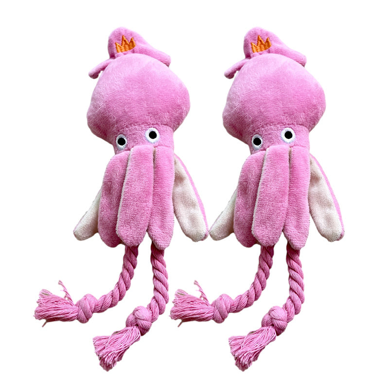 Cute Squid Plush Dog Chew Toys Funny Small Medium Dogs Squeaky Sound Rope Toy Pets Supplies