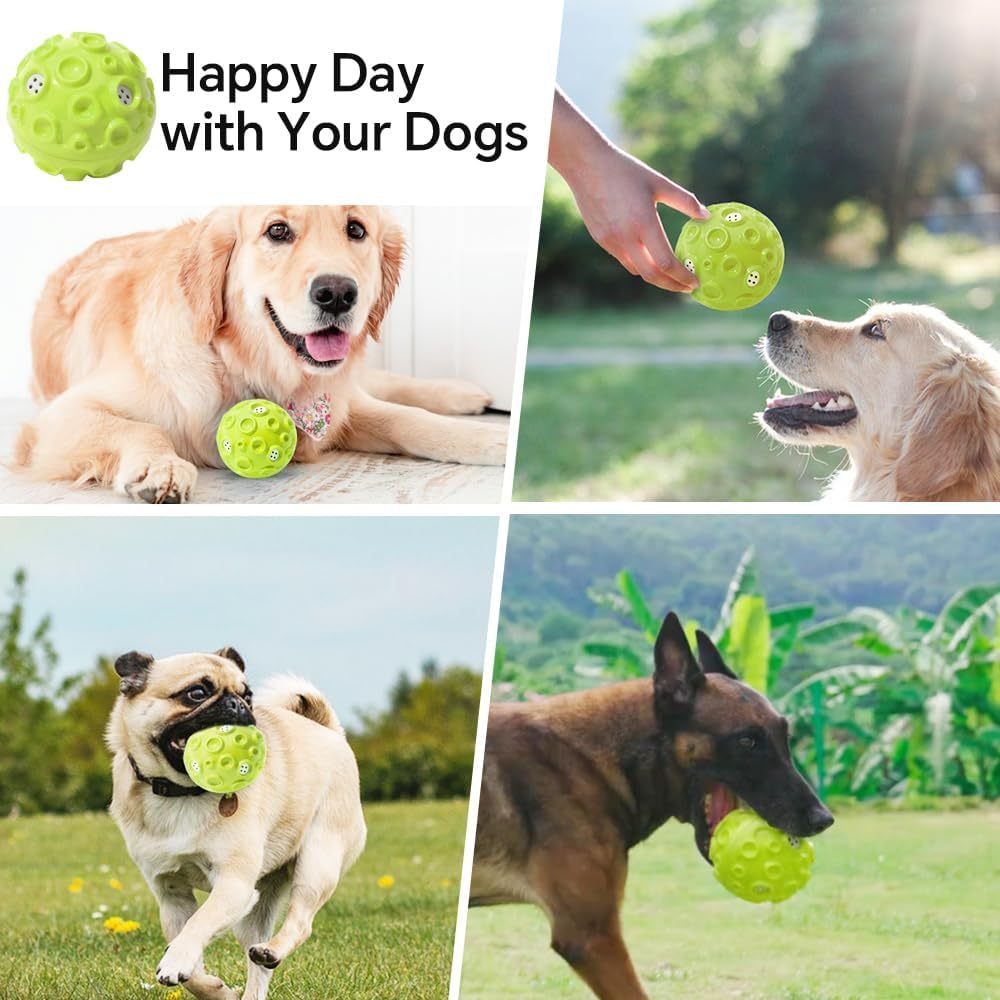 Dog Toy Ball For Aggressive Chewers Interactive Dog Ball Toy With Magical Squeaky Sound Durable Elastic Rubber Pet Chew Toys For Small Medium Large Dogs Relieve Anxiety Toy