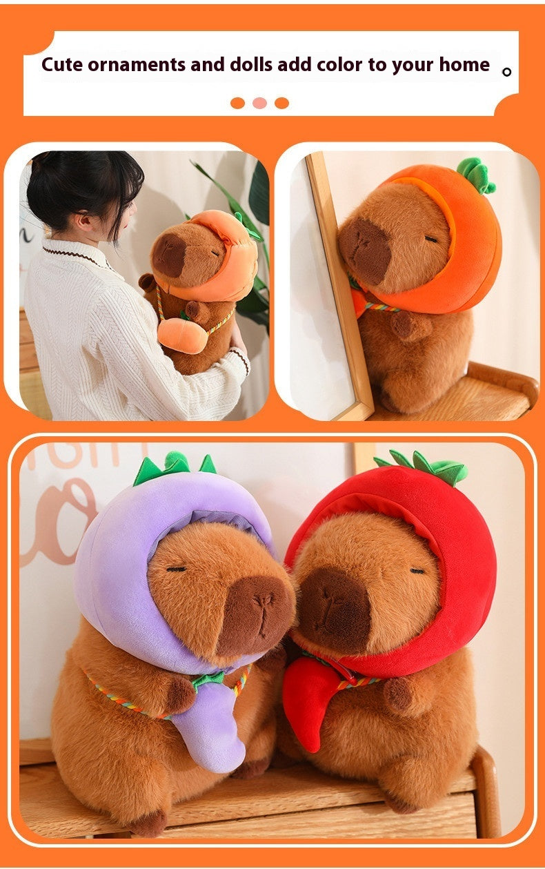 Vegetable Water Guinea Pig Doll Capabala Plush Doll Headgear Detachable