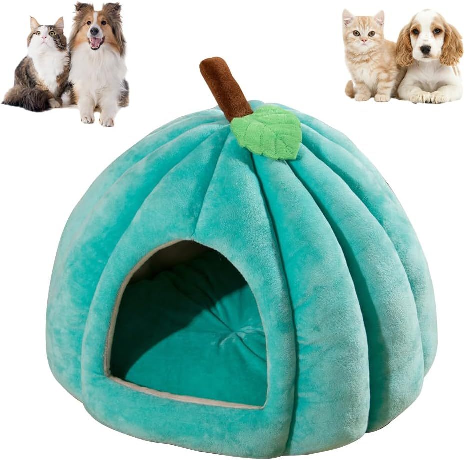 Nueva cama de calabaza para gatos Camas para gatos de interior Bonita cama cueva para gatos con forma de calabaza Tienda de campaña para gatos Casa para gatos de Halloween Cama cálida para dormir para gatos Perros pequeños