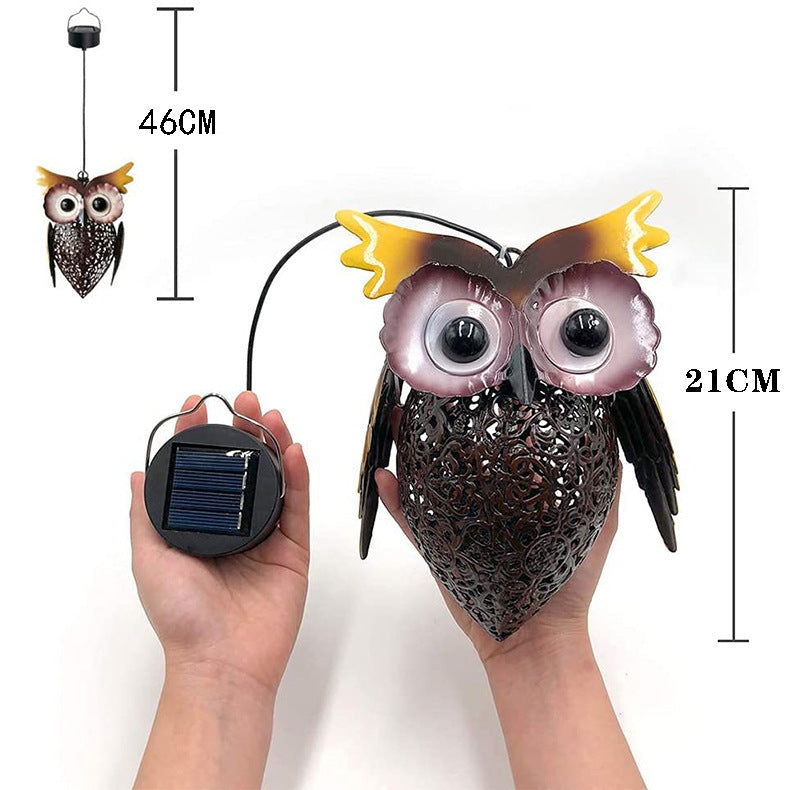 Solar Iron Hanging Lamp Animal Owl Hollow Projection Lamp Lawn Decoration Landscape Lamp