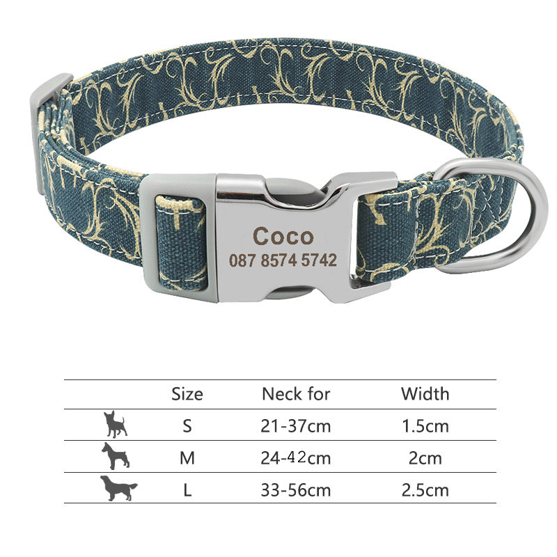 Adjustable Nylon Dog Collar Personalized Dogs Cat ID