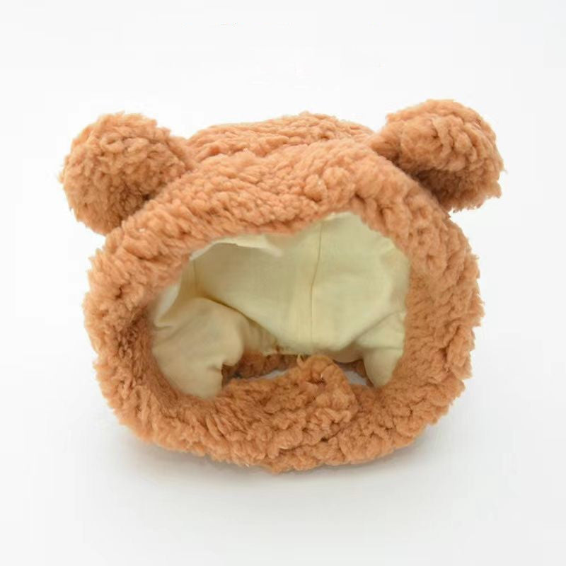 Pet Hat Bear Plush Hood Photo Headwear Dress Up Accessories