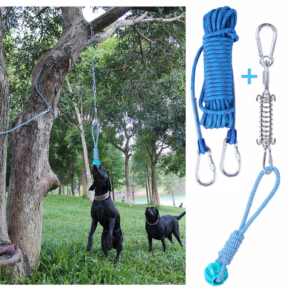 Outdoor Funny Dog Toy Stainless Steel Spring Suspension Cotton String Households Outdoor Toy Training