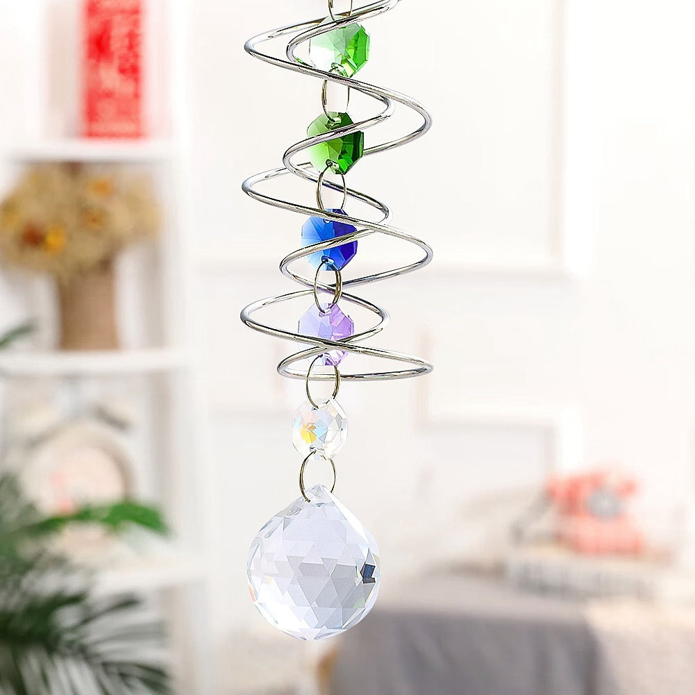 Spiral Tail Wind Rotating Crystal Ball Eternal Power Wind Clock Rainbow Manufacturing Garden Hanging Decorations