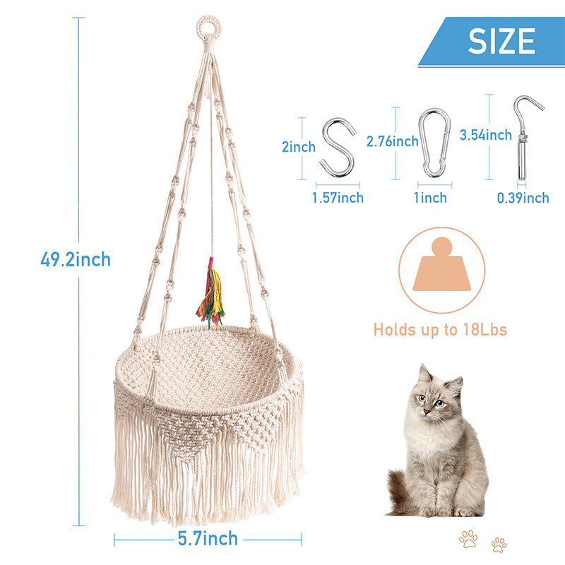 Mewoofun-cama tejida a mano para ventana de gato, cama con Kit colgante, hamaca para gatos de interior y exterior, para dormir, escalar y jugar