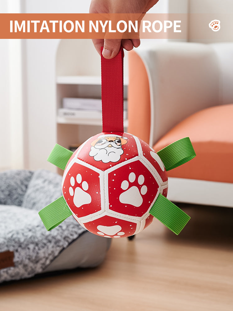 Pelotas de fútbol para perros, juguete con Sraps, regalo de Navidad y Halloween para mascotas, juguete de cumpleaños para cachorros, juguetes interactivos para tira y afloja, juguetes acuáticos 