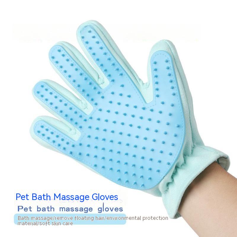 Suede Pet Five Finger Gloves Bath Massage Float Hair Cleaning Comb Hair Cat Petting