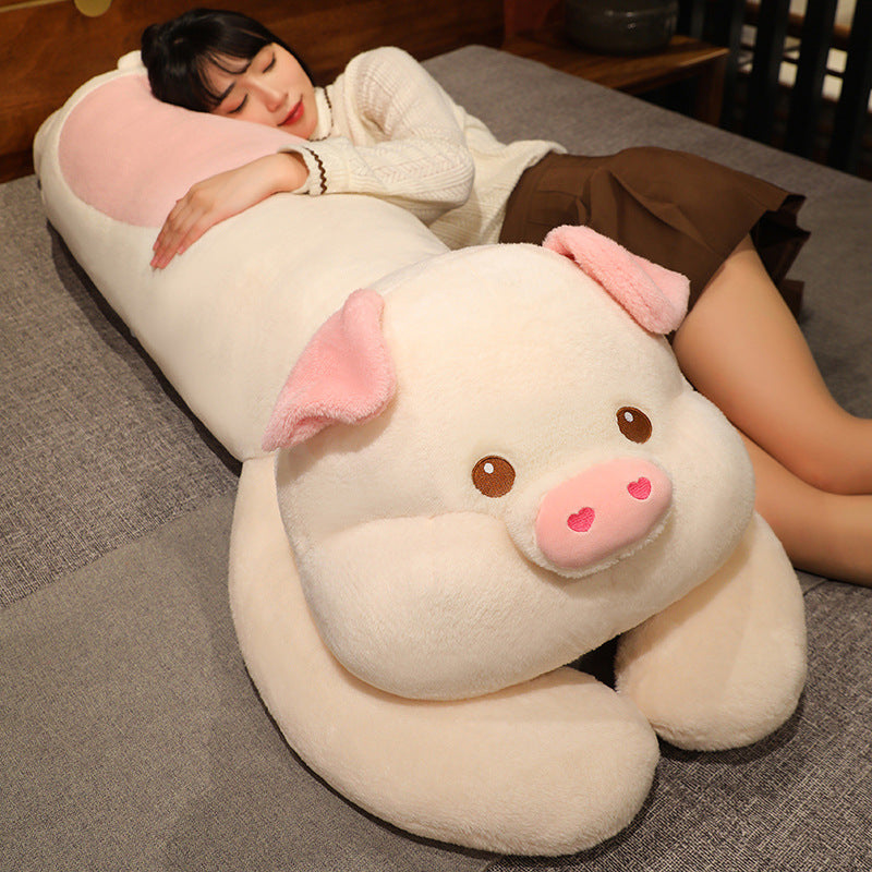 Oreiller en forme de cochon couché pour garçons et filles dormant sur le lit, énorme jouet en peluche