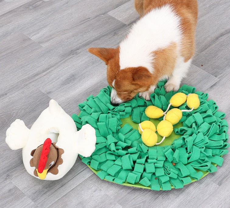 Pet Hen Incubating Egg Puzzle Sniffing Mat Toy Set