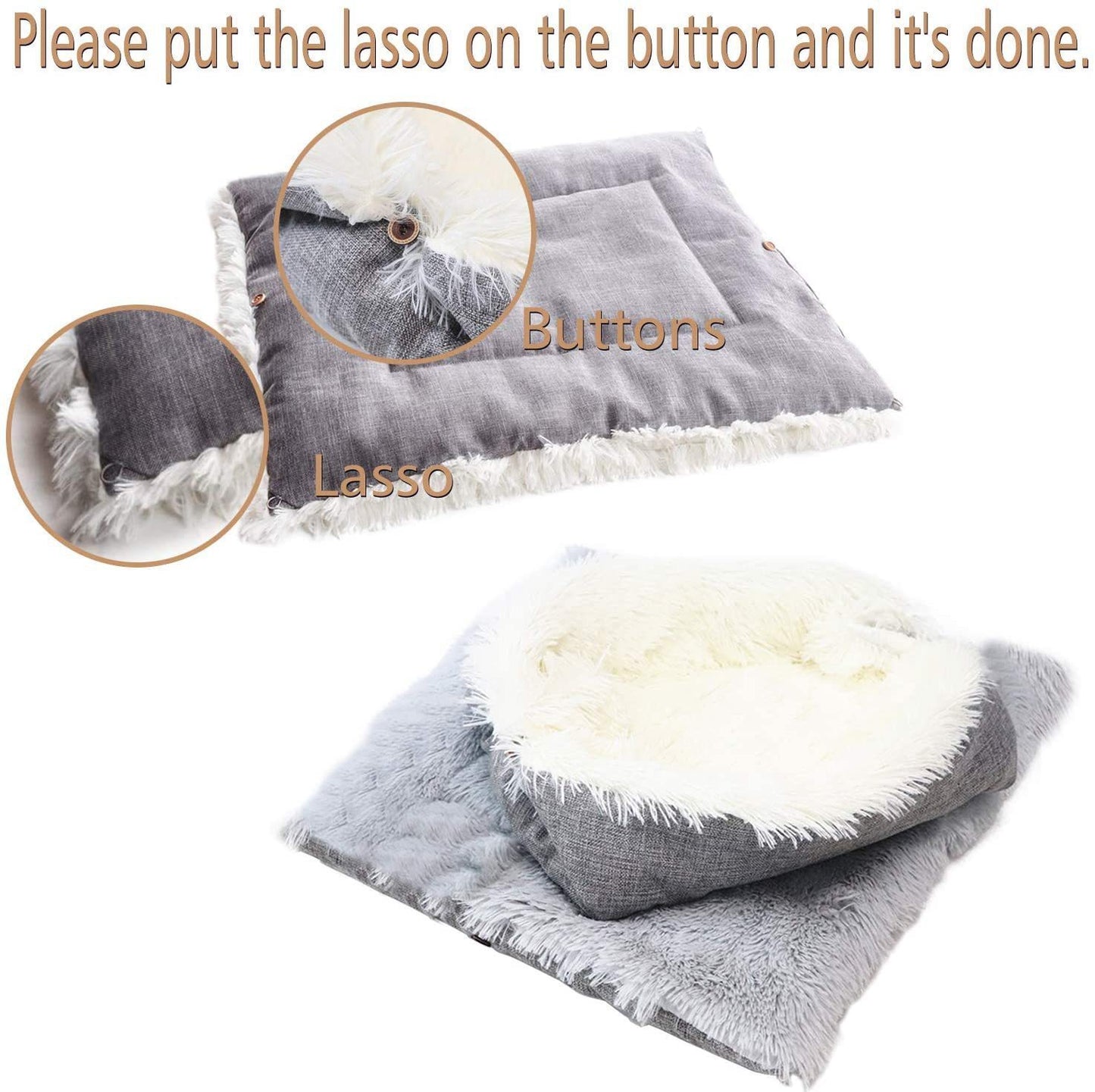 Two Purpose Pet Blanket Nest Self-Heating Warm Pad Pet Cat Dog Fluffy Long Hair Sleeping Pad Thick Double Layer Washable Sofa