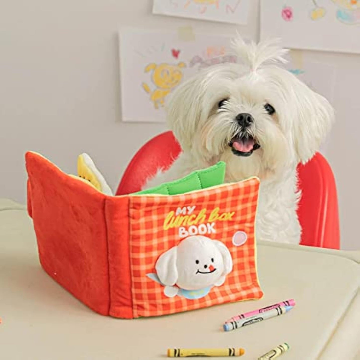 Interactive Sniff Mat Cute Slow Feeder Dog Snuffle Book Interactive Dog Toys Dog Feeding Mat Squeaky Snuffle Mat Puzzle Reducing Boredom Preventing Obesity