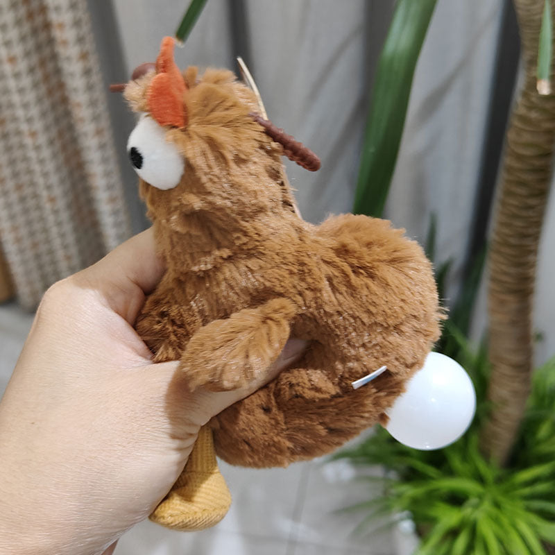 Pendentif en peluche créatif en forme de poule pondeuse inférieure, porte-clés en peluche grinçante, ornement suspendu pour sac à dos d'école