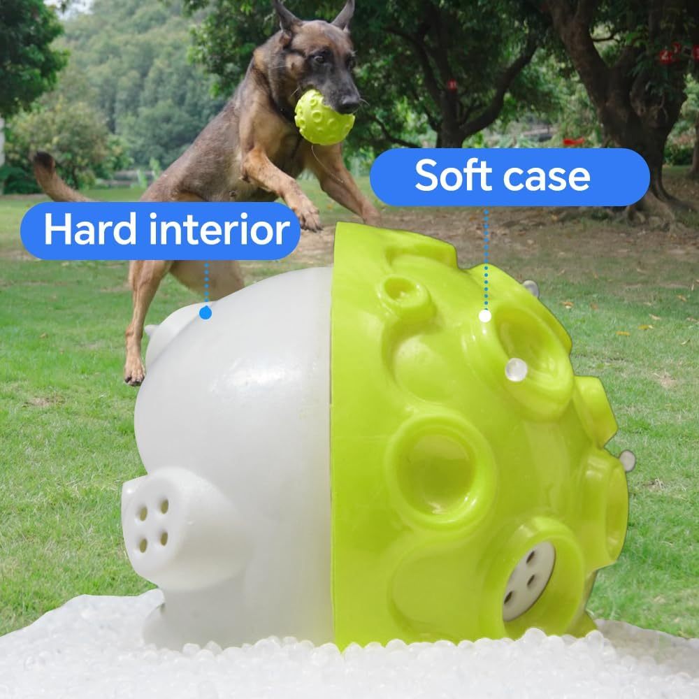 Dog Toy Ball For Aggressive Chewers Interactive Dog Ball Toy With Magical Squeaky Sound Durable Elastic Rubber Pet Chew Toys For Small Medium Large Dogs Relieve Anxiety Toy