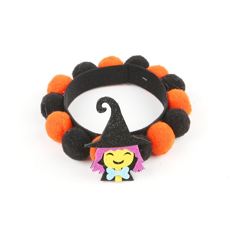 Collar con bola de pelo para mascotas de Halloween, accesorios de calabaza