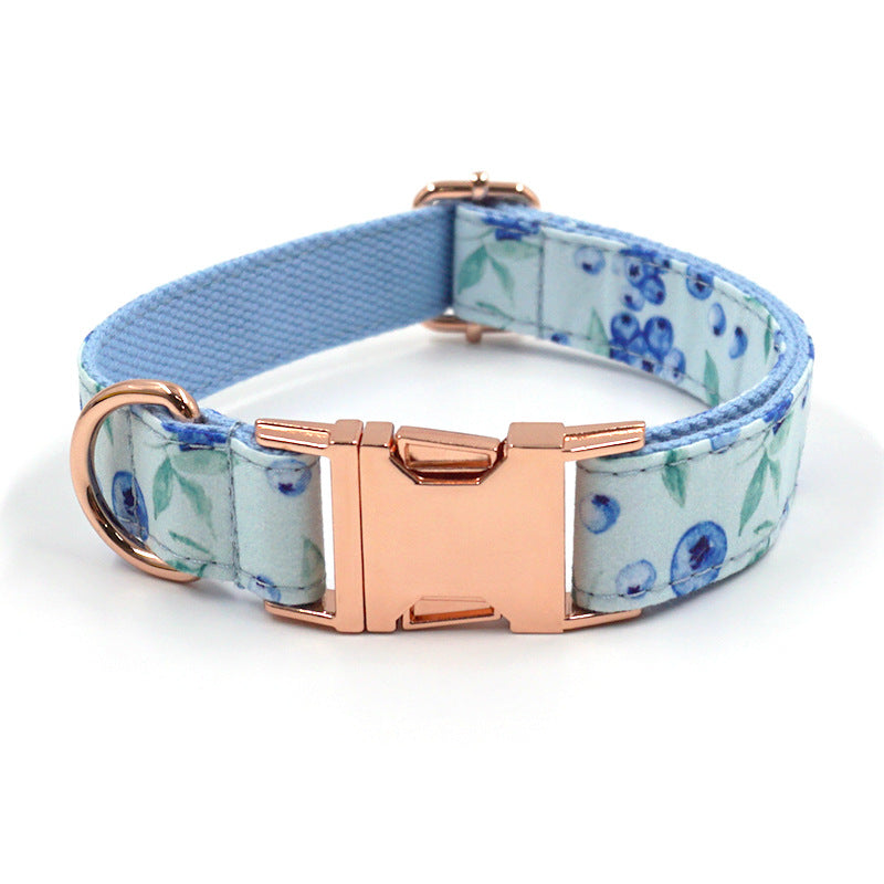 Blueberry Pet Collar Leash Bow Rose Gold Buckle Dog Collar