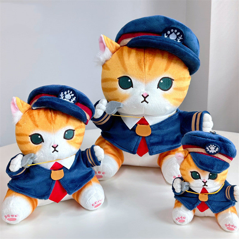 Cute Train Conductor Cat Toy Doll Pendant