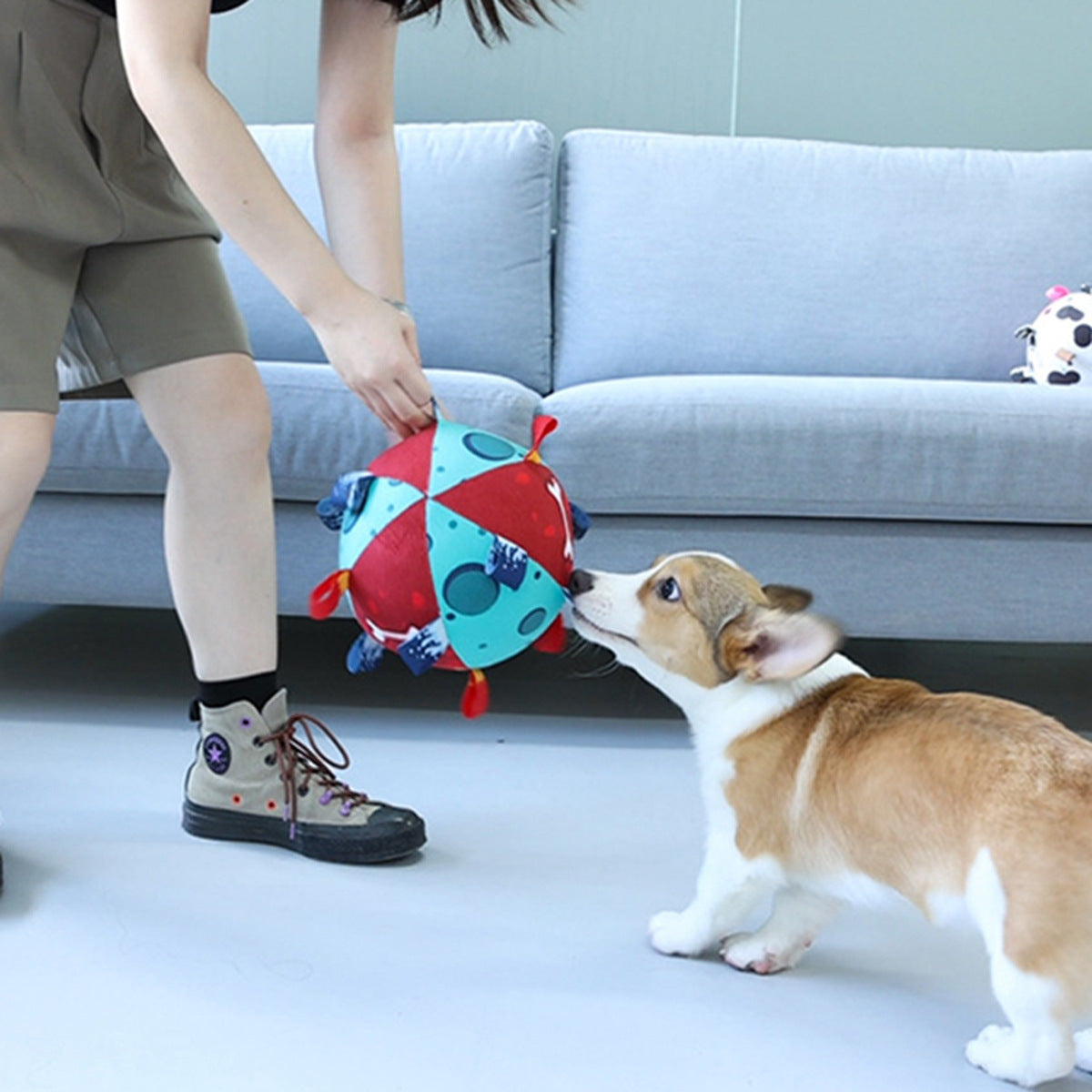 Pelota de fútbol con correas para perros: juguete interactivo para cachorros para interior y exterior, juguete de tira y afloja duradero para perros, pelotas de fútbol para pastoreo con asa para perros medianos, regalo de cumpleaños 