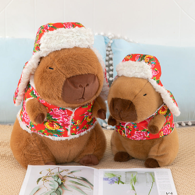 Peluche Capybara Kappibara à grosses fleurs du Nord-Est