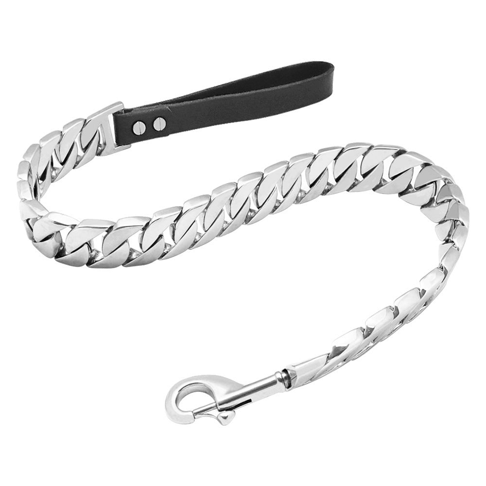 Correa para perro de acero inoxidable de 32 mm, de titanio fundido, dorada, para sujetar con la mano a un perro grande