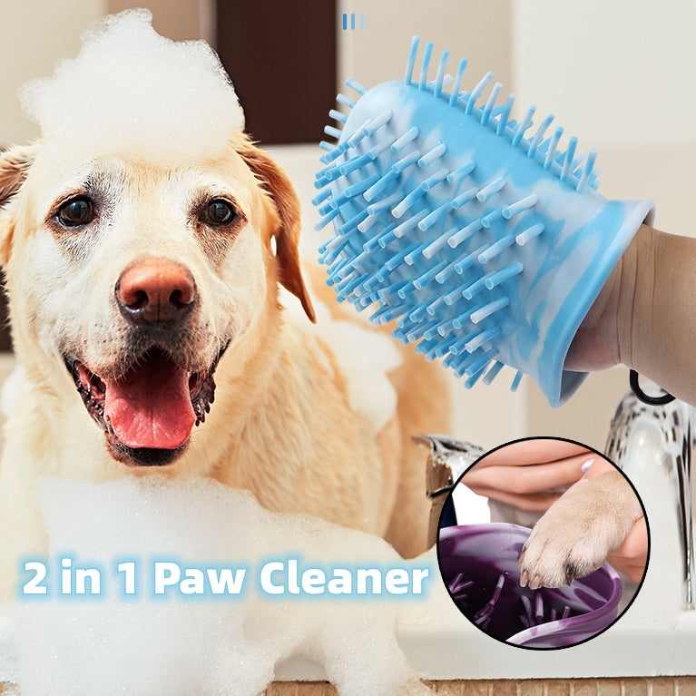 2 en 1 chien patte nettoyant tasse doux chien pied nettoyage rondelle brosse tasse Portable animal pied laveuse patte propre brosse pied nettoyage seau produits pour animaux de compagnie