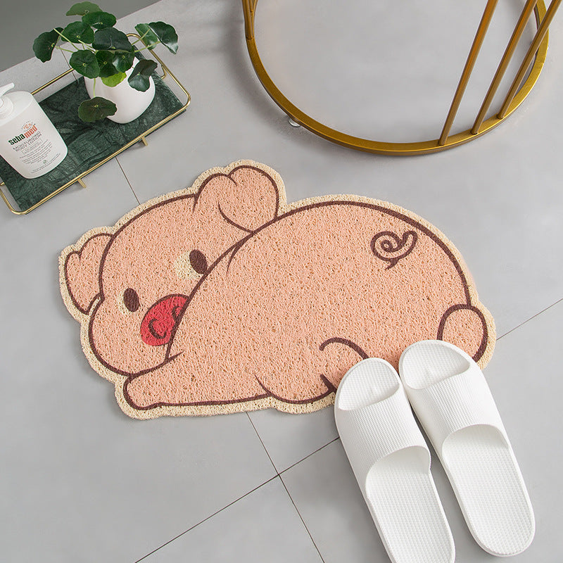 Alfombrilla para pies de dormitorio con entrada de casa de animales de dibujos animados lindo