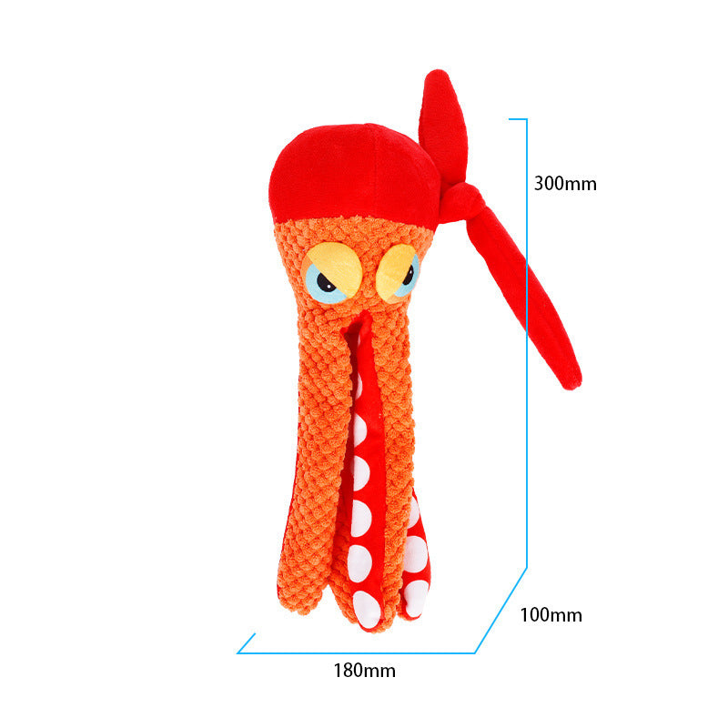 Jouet en peluche couineur pour chien en forme de pieuvre avec papier froissé et couineur intégré - Jouet à mâcher durable pour animaux de compagnie