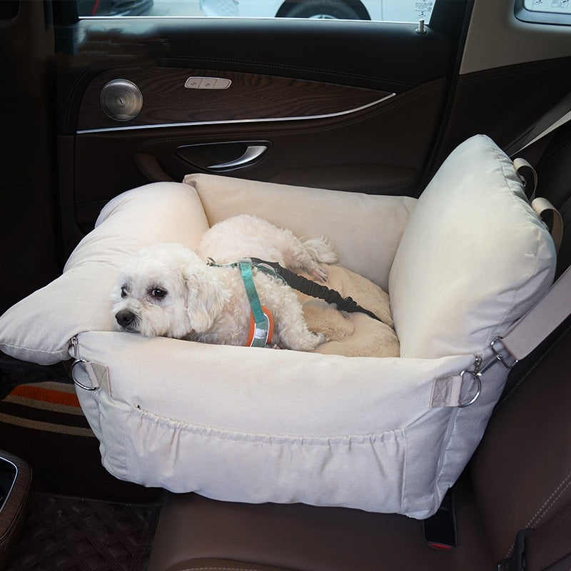 Cama para perros delantera con asiento de seguridad para automóvil de lino