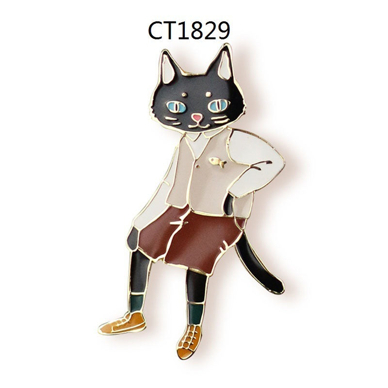 Animal Cartoon Alloy Cute Metal Animal Cat Rabbit Brooch