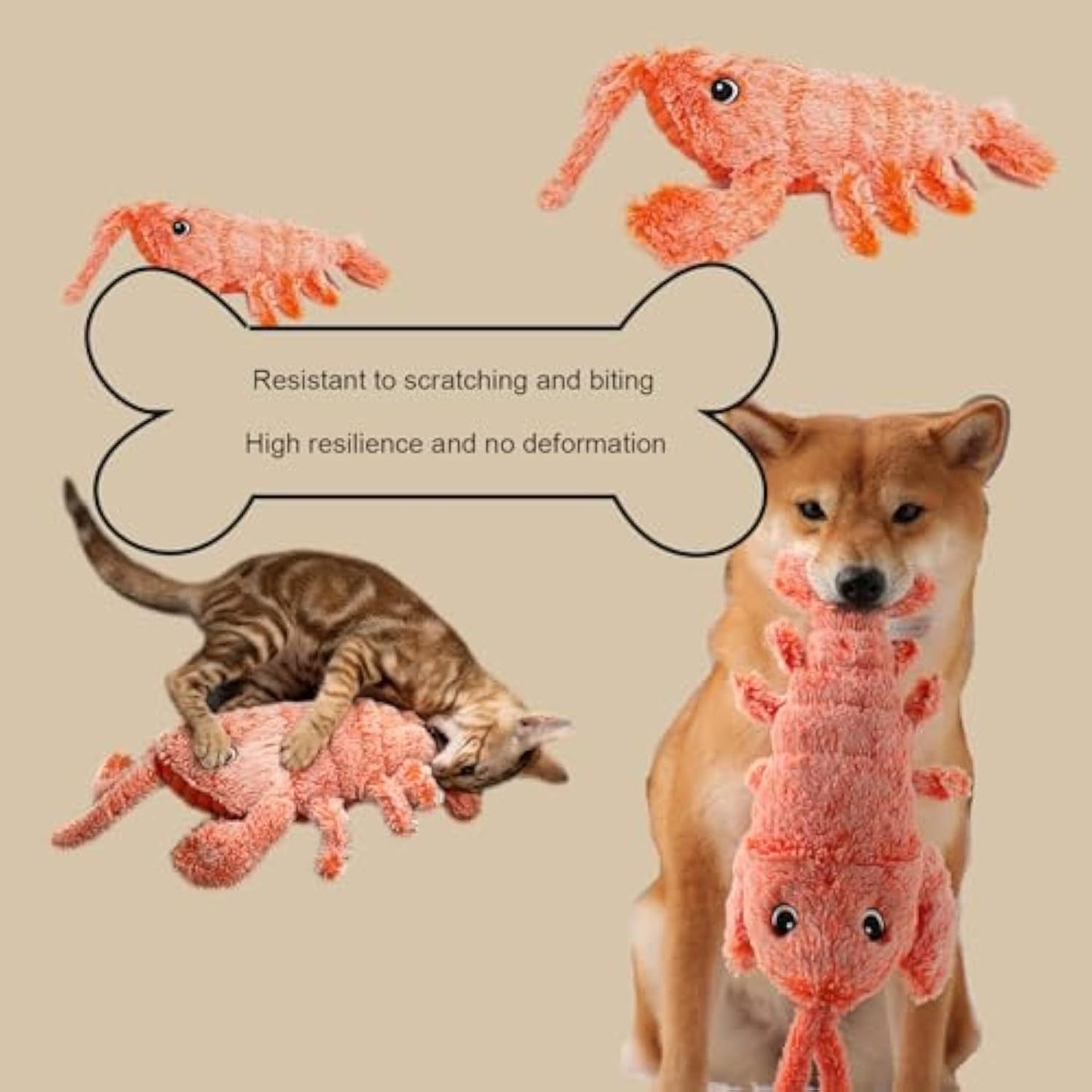 Flopping Lobster Toy For Cats And Small Dogs - Catnip Infused Kitten Toys For Indoor Fun - Chew And Kicker Toy USB-Rechargeable And Washable Design Its Soft Construction Multiple Features And Appea