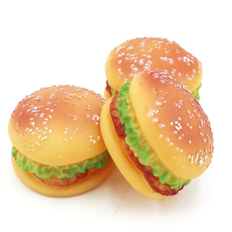 Hamburger Squeaky Toy Bite-Resistant Hamburger Dog Toys Squeaky Chewing Toys Tooth Cleaning Dog Supplies, Golden Retriever Teddy Pets Dog Training, Sofa Damage Prevention, Hamburger Pet Toys