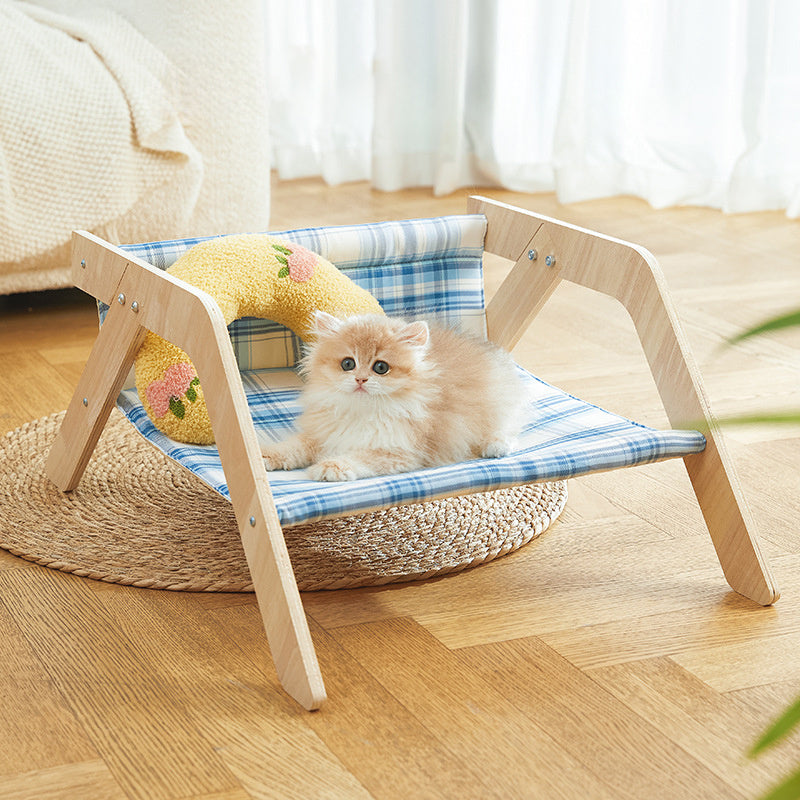 Chaise de plage pour chat Lit surélevé pour chat toutes saisons Nid de couchage confortable pour chat