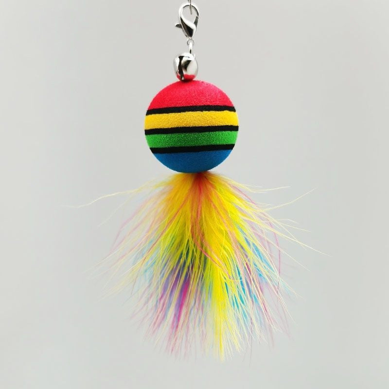 Juguete para gatos, campana de plumas, bola de arco iris