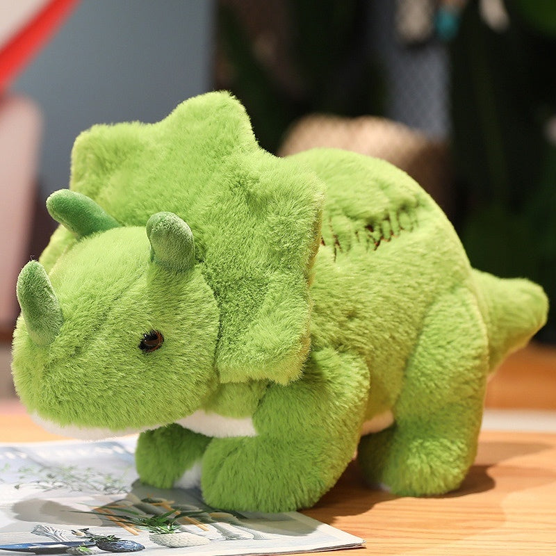 Dinosaurio Jurásico jardín dragón verde Stegosaurus tiranosaurio Triceratops muñeco de peluche de dibujos animados