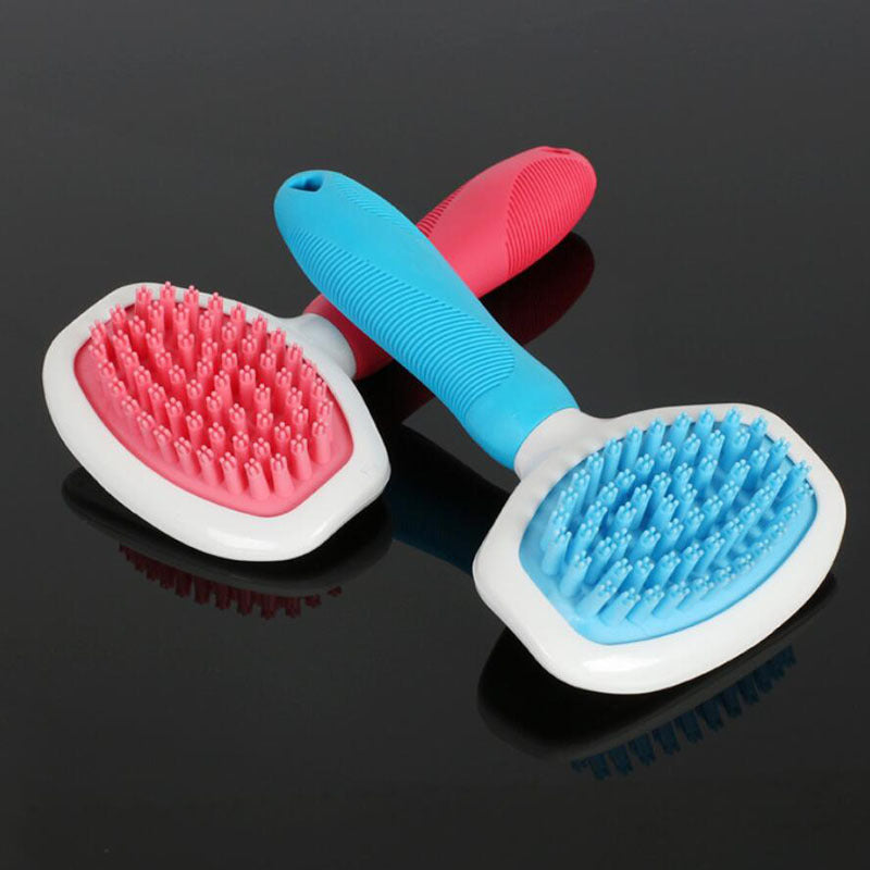 Blue Light High Quality Silicone Pet Dog Cat Grooming Comb Brush For Bathing Cleaning Massage Plastic Brush Comb For Dogs Cats