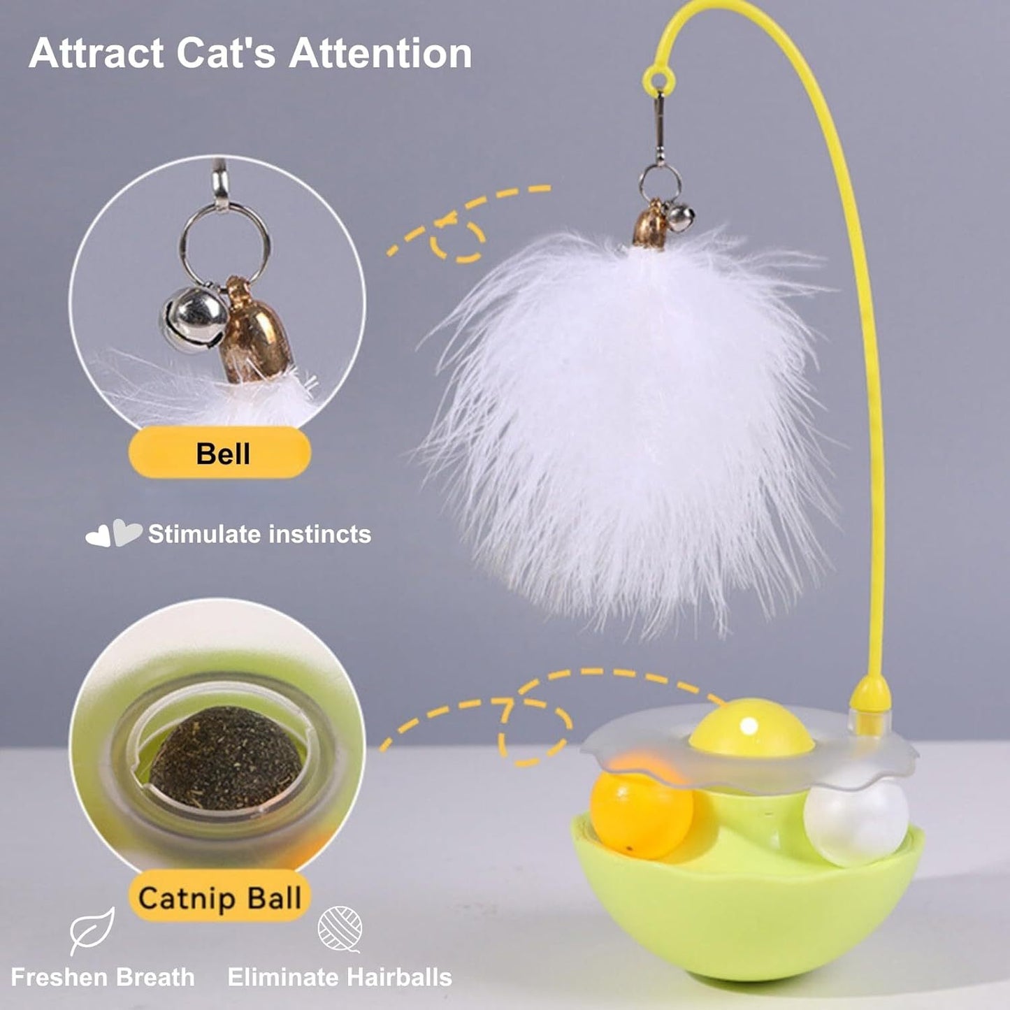 Juguete interactivo para gatos con forma de vaso, con plumas de hierba gatera y cascabel, para hacer ejercicio en interiores