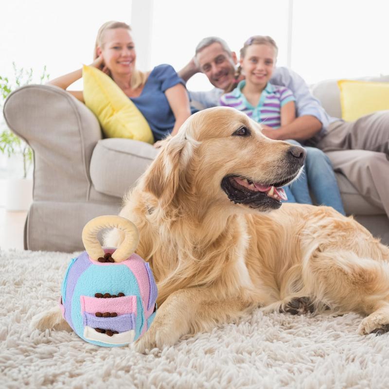 Pelota de peluche chirriante para perros, juguete para olfatear, ruidoso, juguete interactivo para limpiar los dientes, dispensador de golosinas con sonido de goma suave para perros