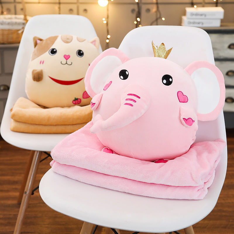 Cartoon Animal Pillow Blanket Plush Toy