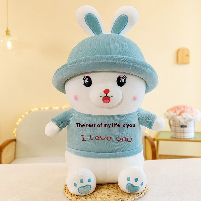 Blue Cute Little White Rabbit Plush Doll