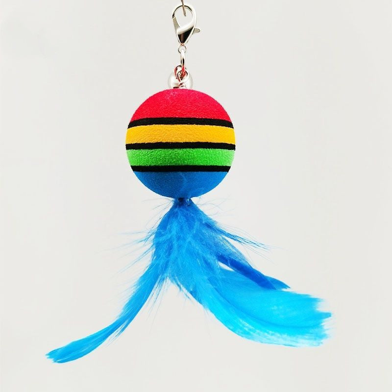 Juguete para gatos, campana de plumas, bola de arco iris