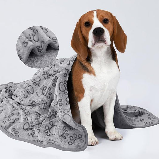 Manta suave de alta calidad para mascotas, manta gris con forma de pata para perros, manta lavable para mascotas, manta cálida y cómoda para perros y gatos