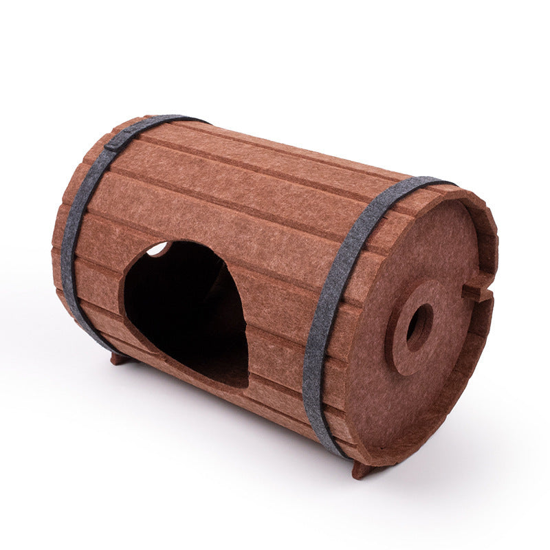 Assembled Wine Barrel Pet Bed Felt Board Cat Nest