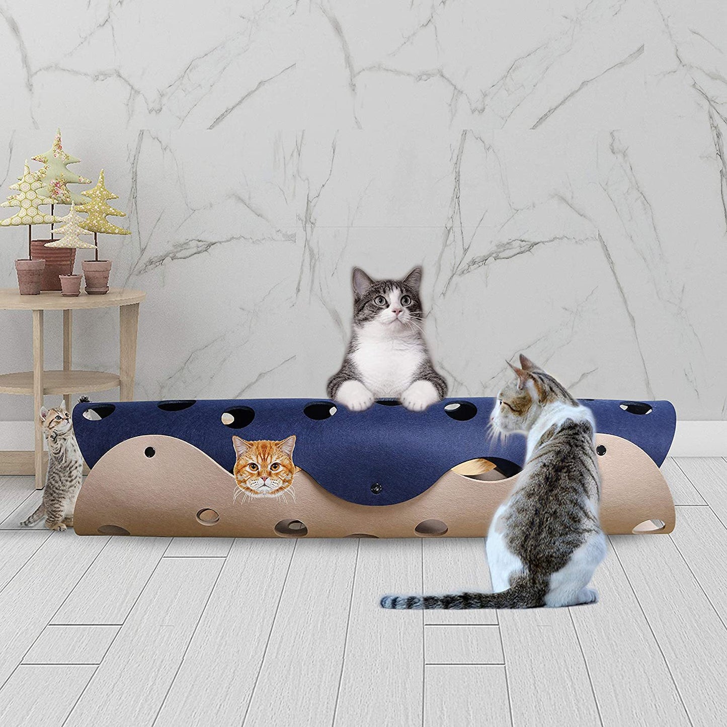 Túnel para gato, juguete para gato, pompón de fieltro, empalme, nido para gatito Deformable, tubo plegable, casa, túnel, juguete interactivo para mascotas, accesorios para gatos