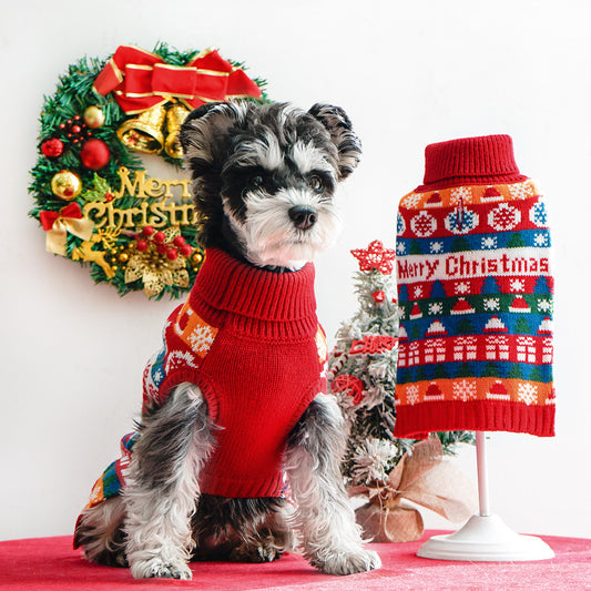 Pull de Noël d'automne et d'hiver à col roulé, vêtements à 2 pattes, vêtements pour chiens