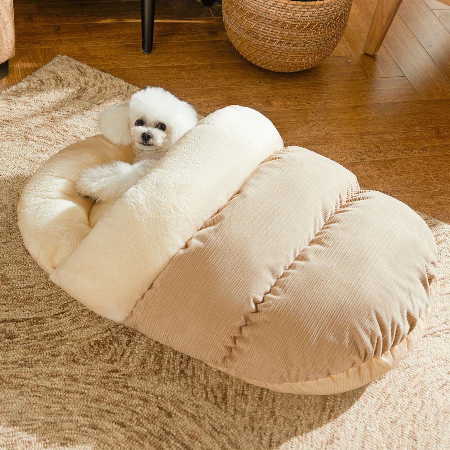 Bed For Dog And Cat Pet Bed Ultra Soft Cute Plush Slipper Cat Cave Bed Anti Slip Warm Pet House Nest Self-Warming Ideal For Indoor Use