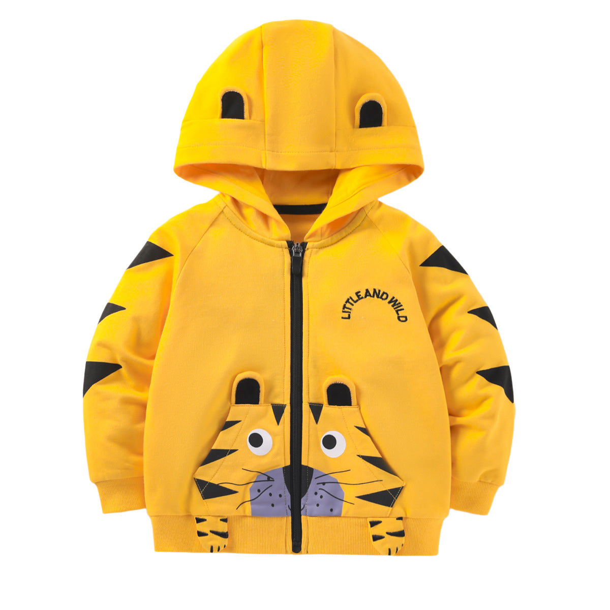 Boys Cartoon Animal Print Zip-Up Jacket