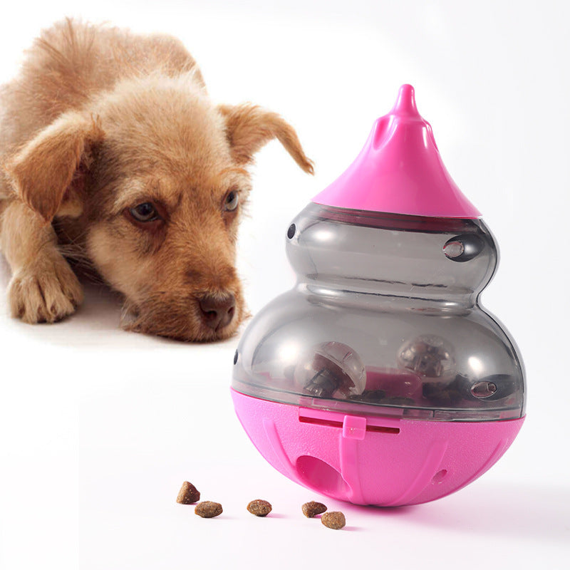 Juguete giratorio luminoso para gatos y perros con forma de vaso que gotea comida para mascotas 