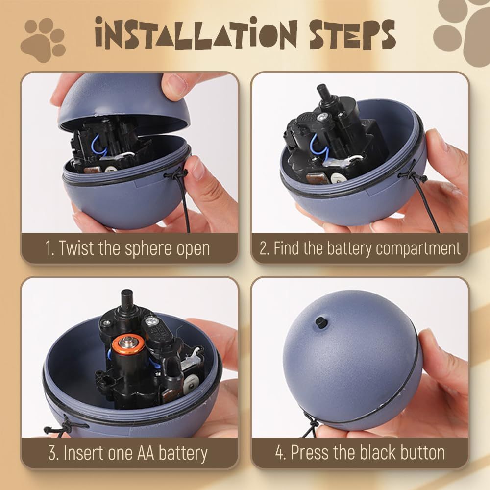 Jouet interactif pour chat, balle à mouvement automatique pour chien et chat, jouet électrique à activation par le mouvement, jouets d'enrichissement pour chats d'intérieur qui s'ennuient, jouets intelligents à roulement automatique pour chat