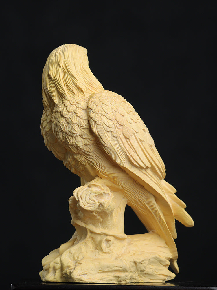 Boxwood Carving Ornaments Eagle Animal Exhibition Grand Plan Home